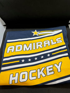 Navy Short Sleeve Admirals Hockey: White and Gold Stars