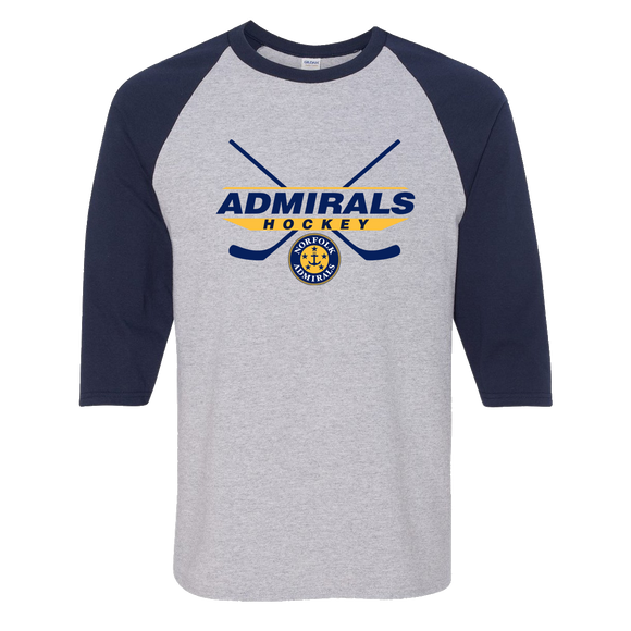 APPAREL-Raglan Baseball Hockey Stick T-Shirt
